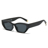 (6 PACK) Wholesale Sunglasses New Arrival Cat Eye Fashion Small Women 2025 - BulkSunglassesWholesale.com - Black Frame Black Lens